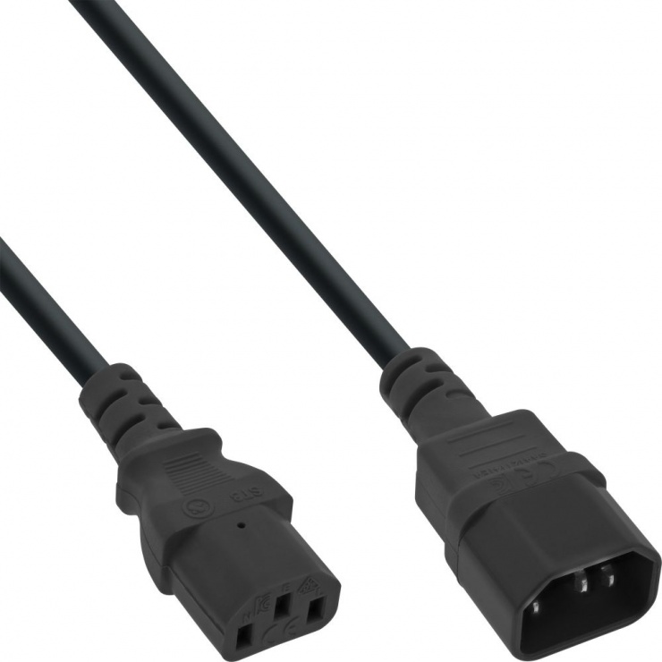 Cablu prelungitor alimentare C13 la C14 10m Negru, Inline IL16640 conectica.ro