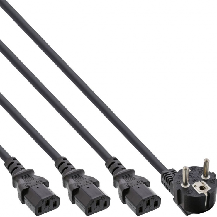 Cablu alimentare Y Schuko la 3 x C13 2m + 1/3/2m, InLine 16653H imagine noua