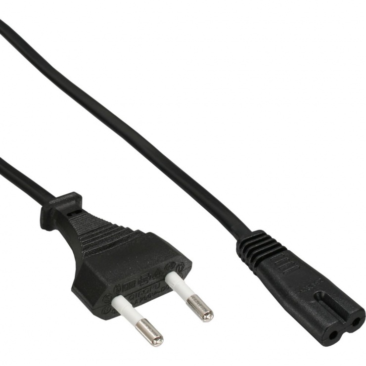 Cablu alimentare Euro la IEC C7 (casetofon) 2 pini 10m, InLine IL16654K imagine noua