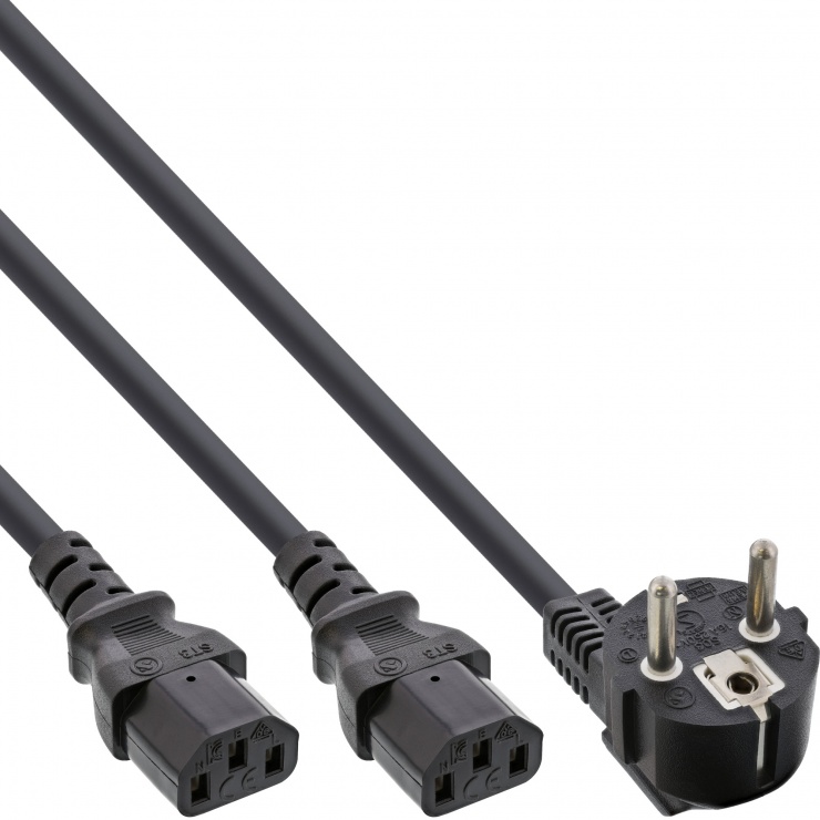 Cablu alimentare Y Schuko la 2 x C13 5m Negru, InLine IL16657F conectica.ro