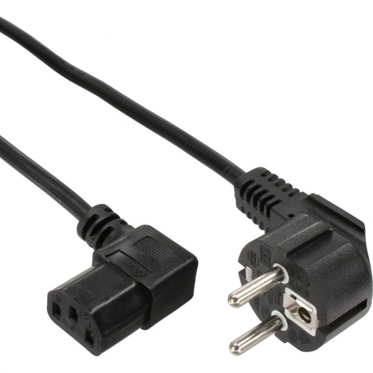 Cablu de alimentare Schuko la IEC C13 unghi 0.3m Negru, InLine IL16752G conectica.ro