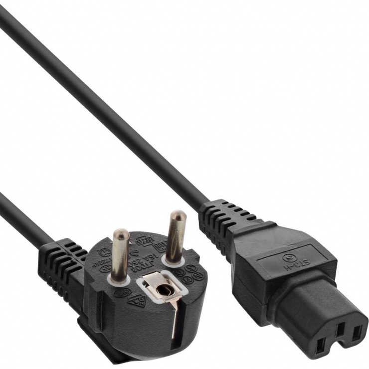 Cablu de alimentare Schuko la IEC C15 3m Negru, InLine IL16810E imagine noua