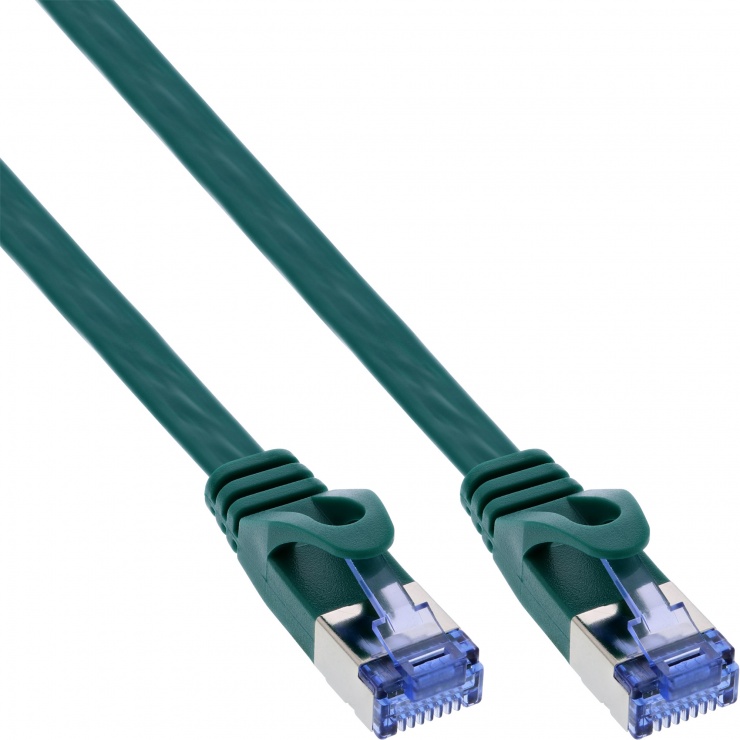Cablu de retea RJ45 flat FTP Cat.6A 10m Verde, InLine IL71800G 10m imagine noua 2022