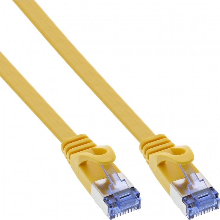 Cablu de retea RJ45 flat FTP Cat.6A 10m Galben, InLine IL71800Y 10m imagine noua 2022