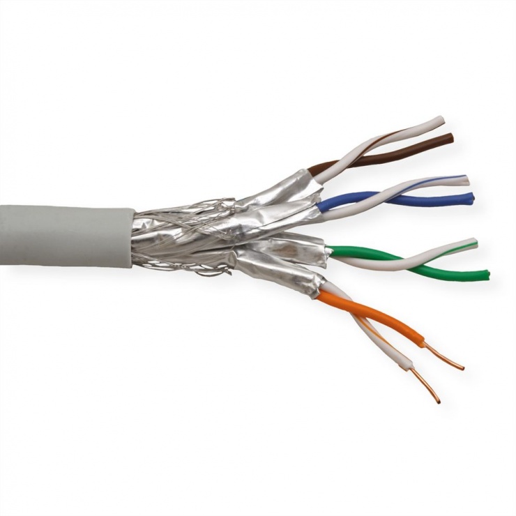Rola 100m cablu de retea RJ45 S/FTP cat.7 fir solid, Value 21.99.0886 100m imagine noua tecomm.ro