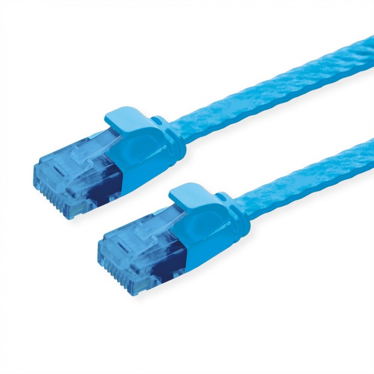 Cablu de retea RJ45 extra flat UTP cat.6A 0.5m Albastru, Value 21.99.2050 0.5m