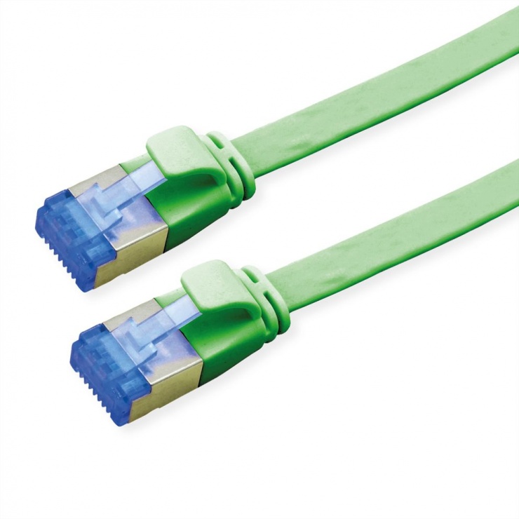 Cablu de retea RJ45 extra flat FTP cat.6A 1m Verde, Value 21.99.2141