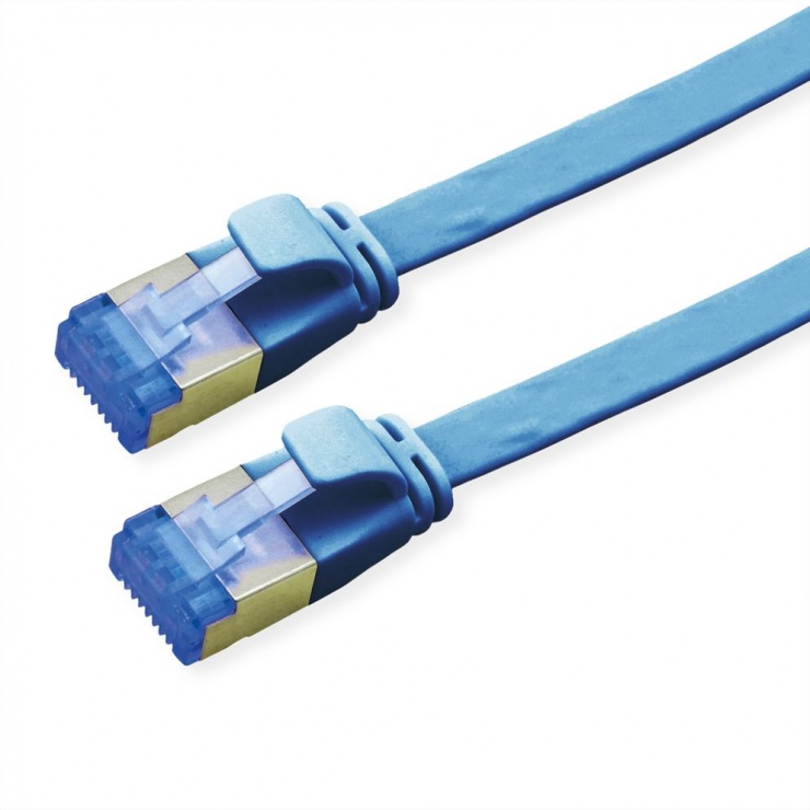 Cablu de retea RJ45 extra flat FTP cat.6A 0.5m Albastru, Value 21.99.2150 0.5m