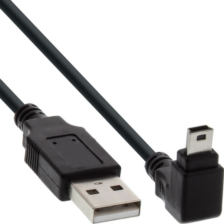 Cablu USB 2.0 la mini USB unghi jos 5m Negru, InLine IL34250 2.0 imagine noua 2022