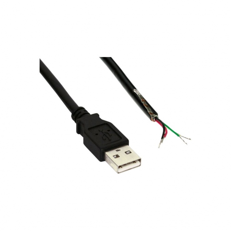 Cablu USB 2.0-A la fire deschise 2m, Inline IL34520Z 2.0-A imagine noua 2022
