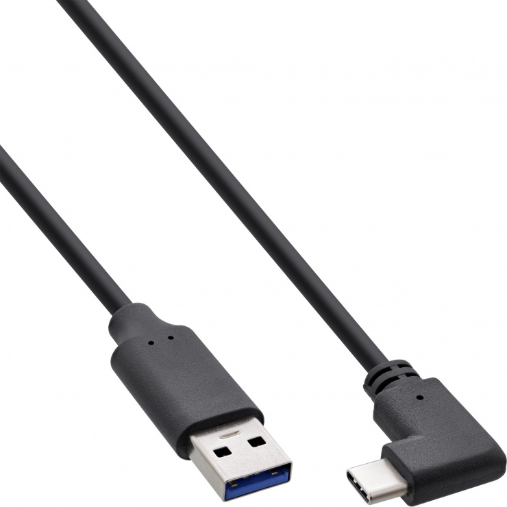 Cablu USB 3.2 Gen2-A la USB type C drept/unghi 90 grade T-T 0.5m, InLine IL35716W