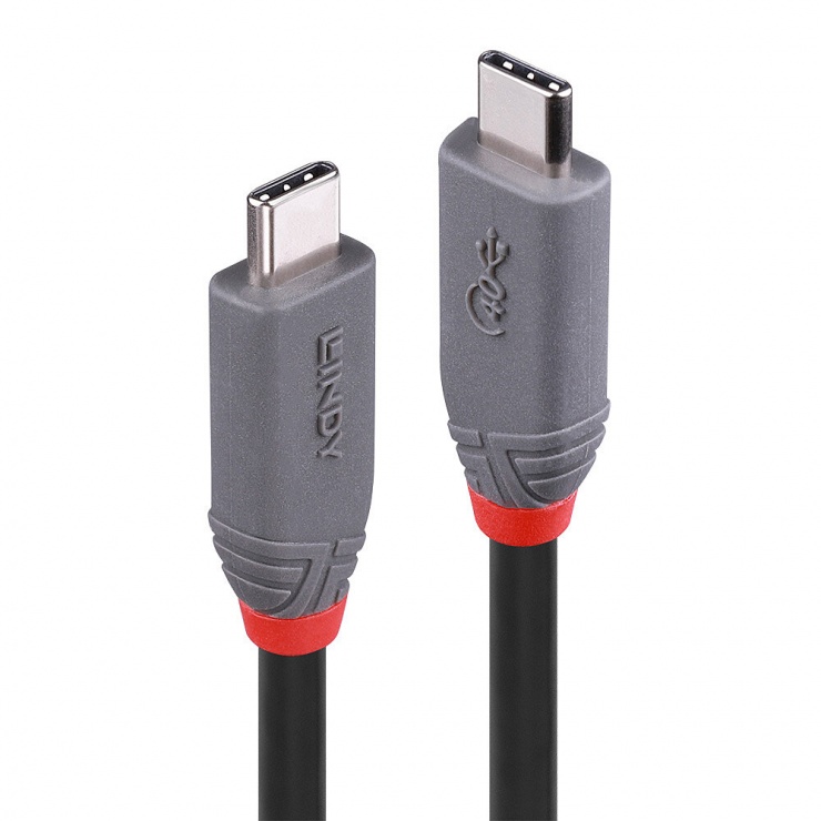 Cablu USB 4 Gen3x2 Type C la type C Anthra Line T-T 0.8m, Lindy L36947 0.8m imagine noua tecomm.ro