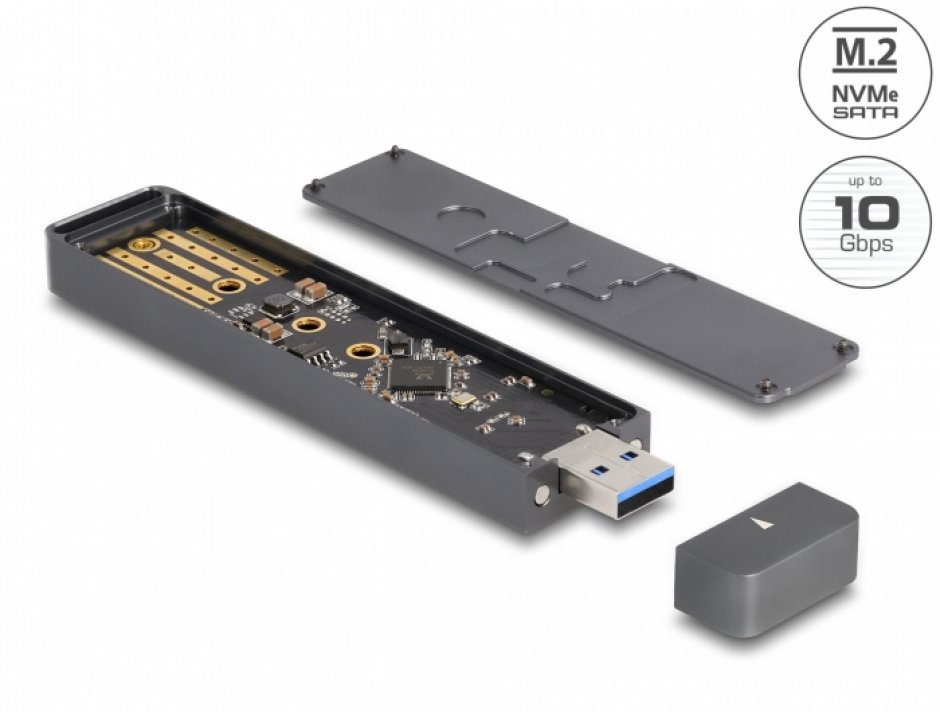 Rack extern ORICO pentru SSD M.2 NGFF M-Key (NVMe, PCIe) la USB