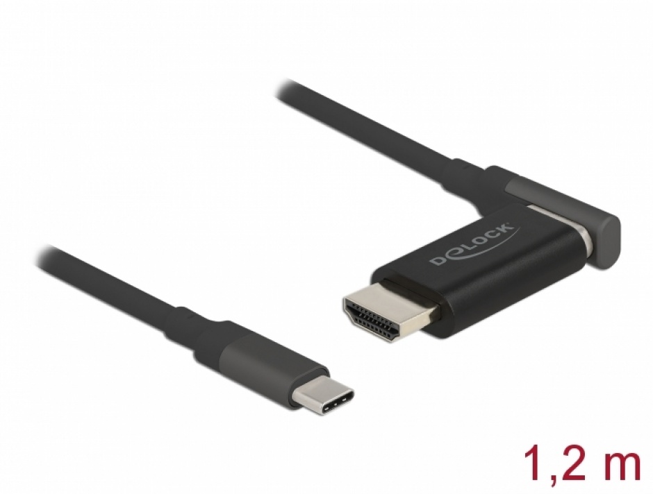 Cablu USB Type-C la HDMI 4K60Hz magnetic 1.2m, Delock 66685 1.2m imagine noua tecomm.ro
