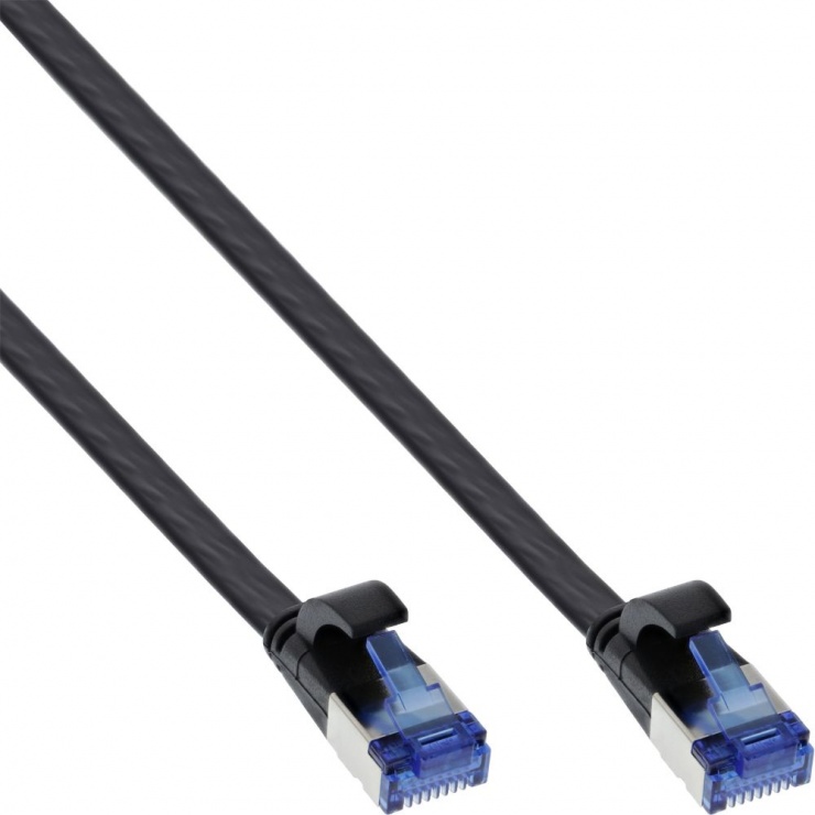 Cablu de retea RJ45 flat FTP Cat.6A 0.3m Negru, InLine IL75713S 0.3m imagine noua 2022