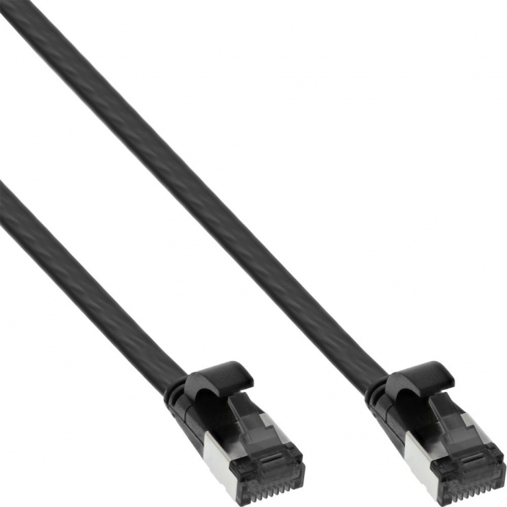 Cablu de retea RJ45 flat FTP Cat.8.1 3m Negru, InLine IL75803S conectica.ro