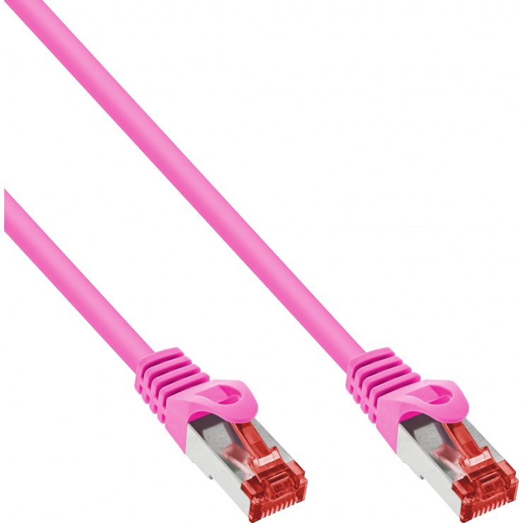 Cablu de retea RJ45 S/FTP PiMF Cat.6 3m Roz, InLine IL76403M