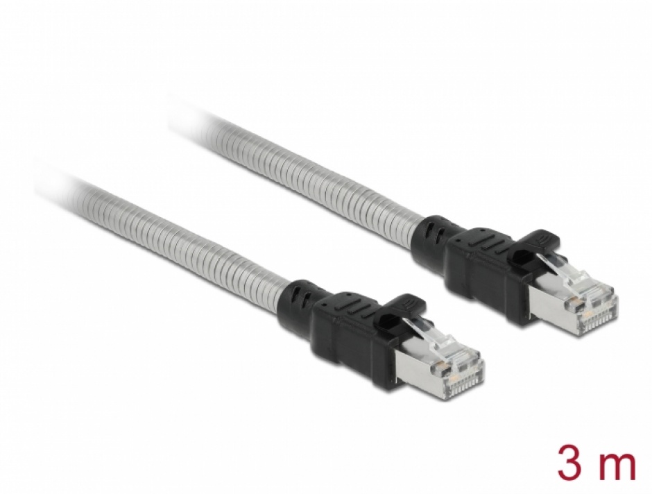 Cablu de retea RJ45 Cat.6A FTP cu izolatie metalica 3m Negru, Delock 80110 80110 imagine noua tecomm.ro