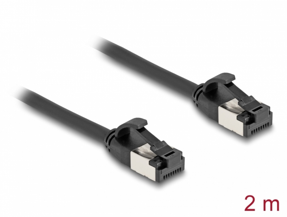 Cablu de retea RJ45 FTP Cat.8.1 flexibil 2m Negru, Delock 80184 80184 imagine noua 2022