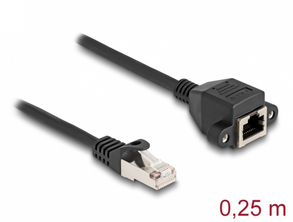Cablu prelungitor SFTP RJ50 T-M 0.25m, Delock 80191 0.25m imagine noua 2022