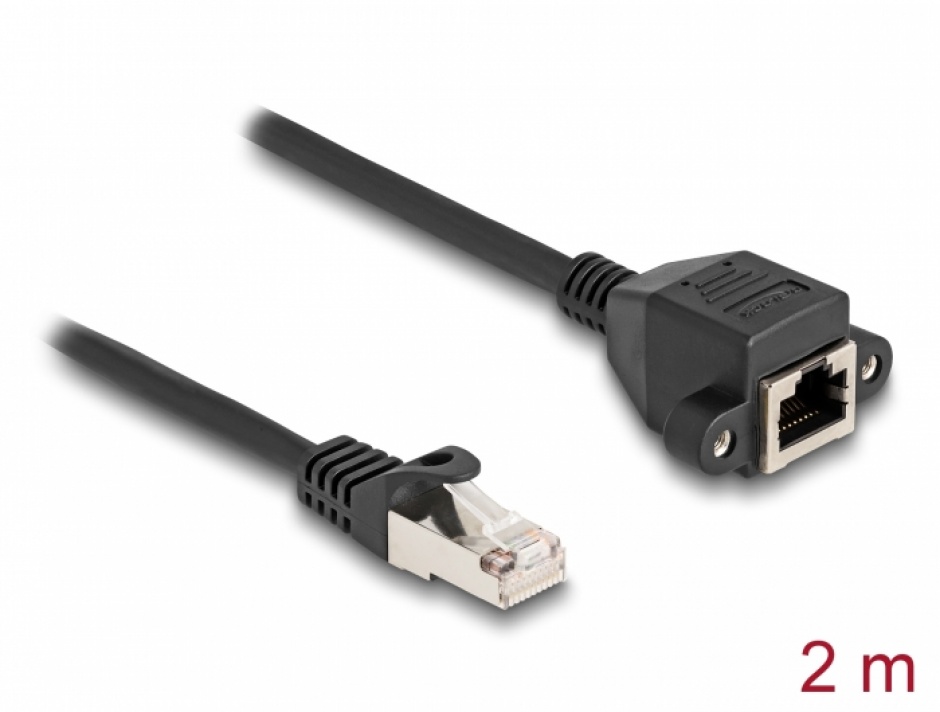 Cablu prelungitor SFTP RJ50 T-M 2m, Delock 80194 2m imagine noua 2022