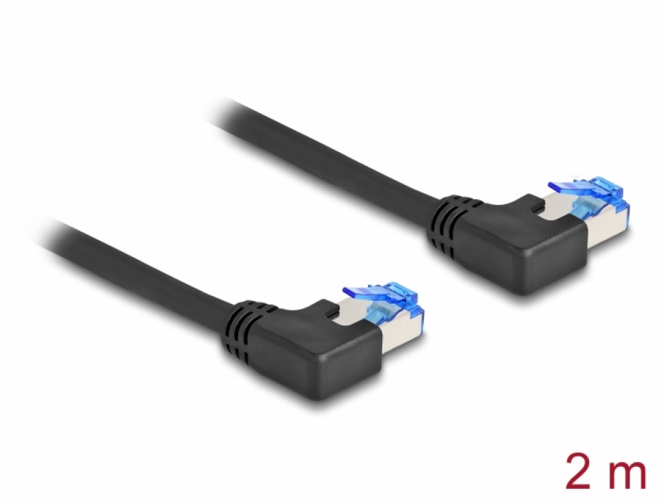 Cablu de retea RJ45 Cat.6A LSOH SFTP unghi 90 grade stanga 2m Negru, Delock 80211 80211 imagine noua 2022