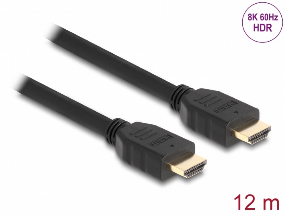 Cablu High Speed HDMI 48Gbps 8K60Hz/4K120Hz T-T 12m, Delock 82007 12M imagine noua 2022