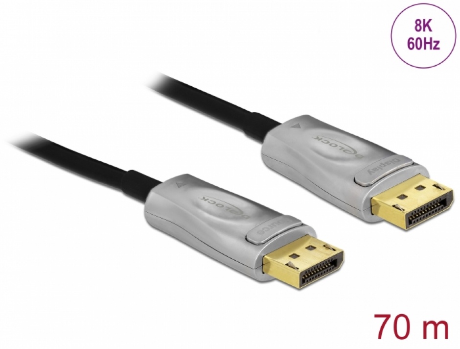 Cablu DisplayPort activ optic v1.4 8K60Hz/4K144Hz T-T 70m, Delock 84141 70m imagine noua tecomm.ro