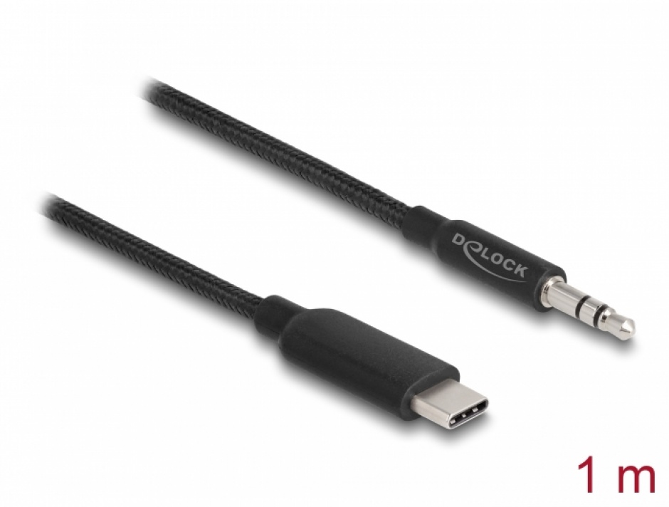 Cablu audio USB type C la jack stereo 3.5mm 3 pini DAC T-T 1m, Delock 85208 1m