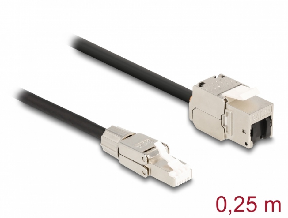 Cablu prelungitor RJ45 SFTP Cat.6A 0.25m, Delock 87203 0.25m