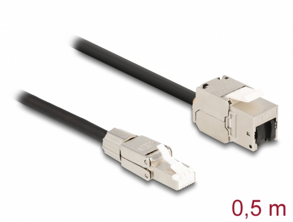 Cablu prelungitor RJ45 SFTP Cat.6A 0.5m, Delock 87204 0.5m imagine noua 2022