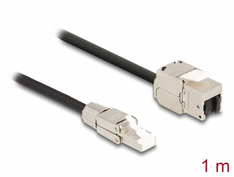 Cablu prelungitor RJ45 SFTP Cat.6A 1m, Delock 87206 1m imagine noua 2022