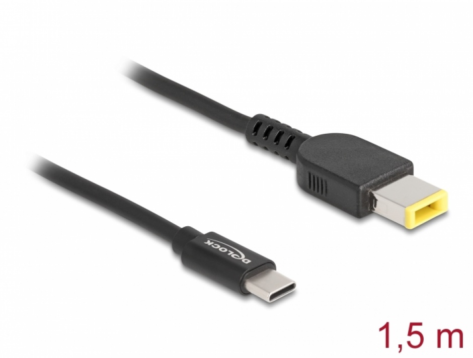 Cablu de alimentare laptop USB type C la Lenovo 11.0 x 4.5 mm 20V/3A 1.5m, Delock 87970 1.5m