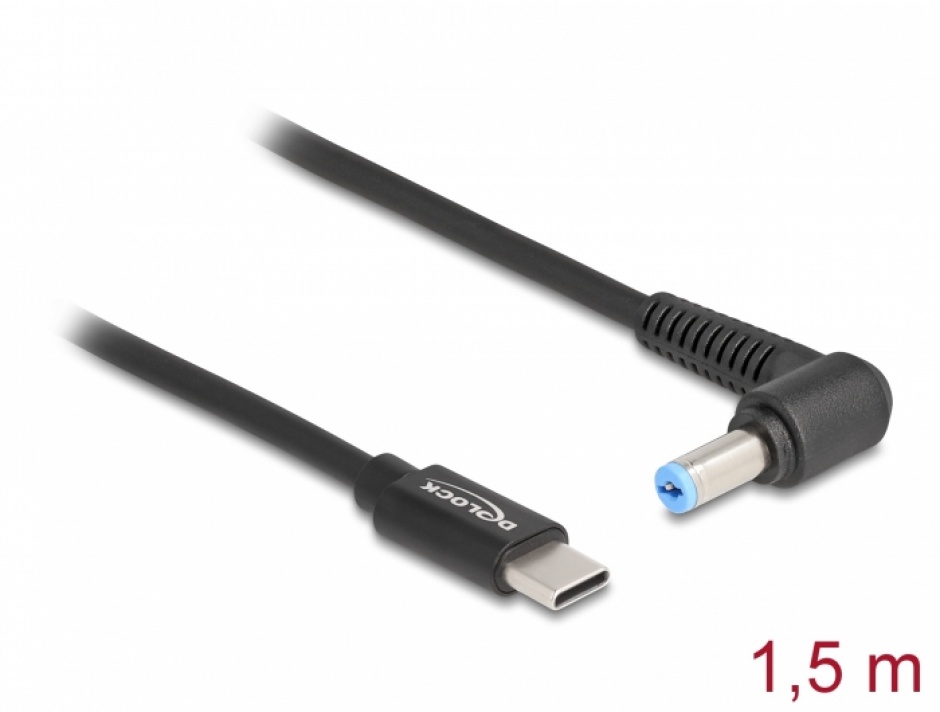 Cablu de alimentare laptop USB type C la Acer 5.5 x 1.7 mm 20V/3A 1.5m, Delock 87976 (1.5m) imagine noua 2022