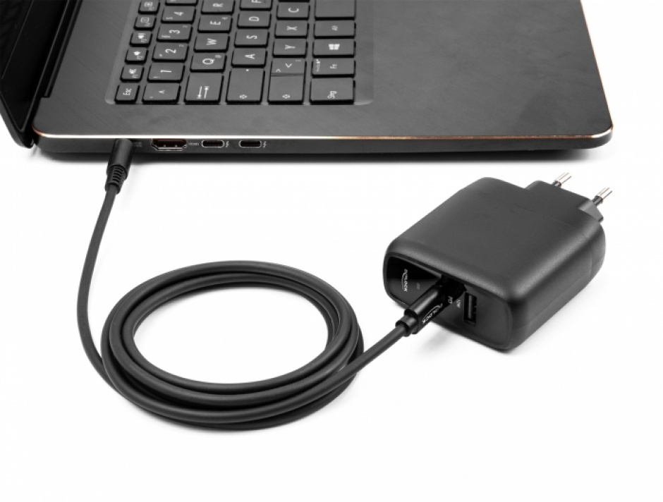 Cablu de alimentare laptop USB type C la Samsung 5.5 x 3.0 mm 20V/3A 1.5m, Delock 87980 1.5m