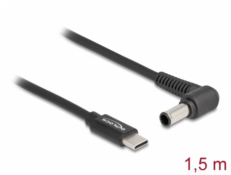 Cablu de alimentare laptop USB type C la Sony 6.0 x 4.3 mm 20V/3A 1.5m, Delock 87981 1.5m