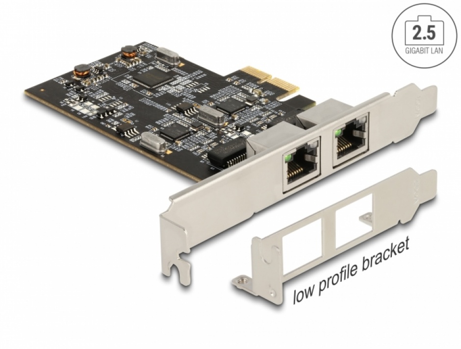 PCI Express cu 2 x 2.5 Gigabit LAN RJ45 Intel i225V, Delock 89392 2.5 imagine noua 2022