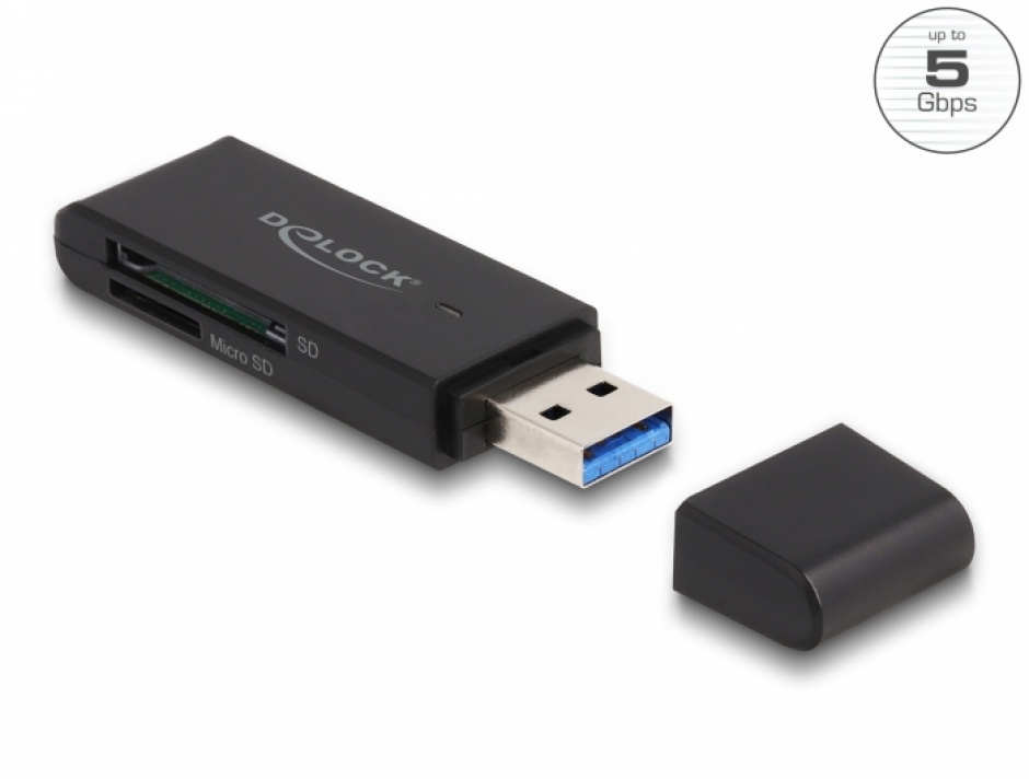 Cititor de carduri USB 3.2 Gen1-A la micro SD/SD, Delock 91002 3.2