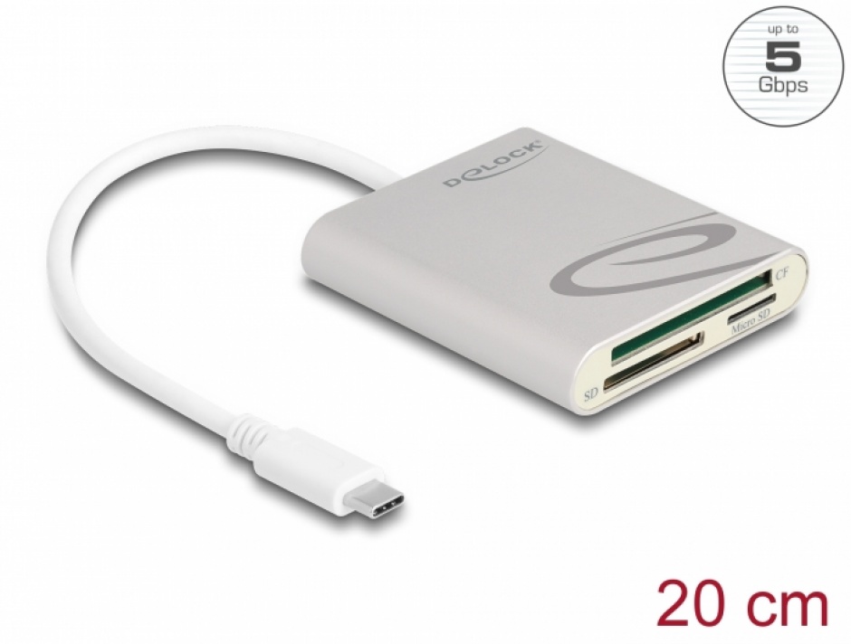 Cititor de carduri USB 3.2 Gen1 type C la micro SD/SD/CF type I , Delock 91005 3.2 imagine noua 2022