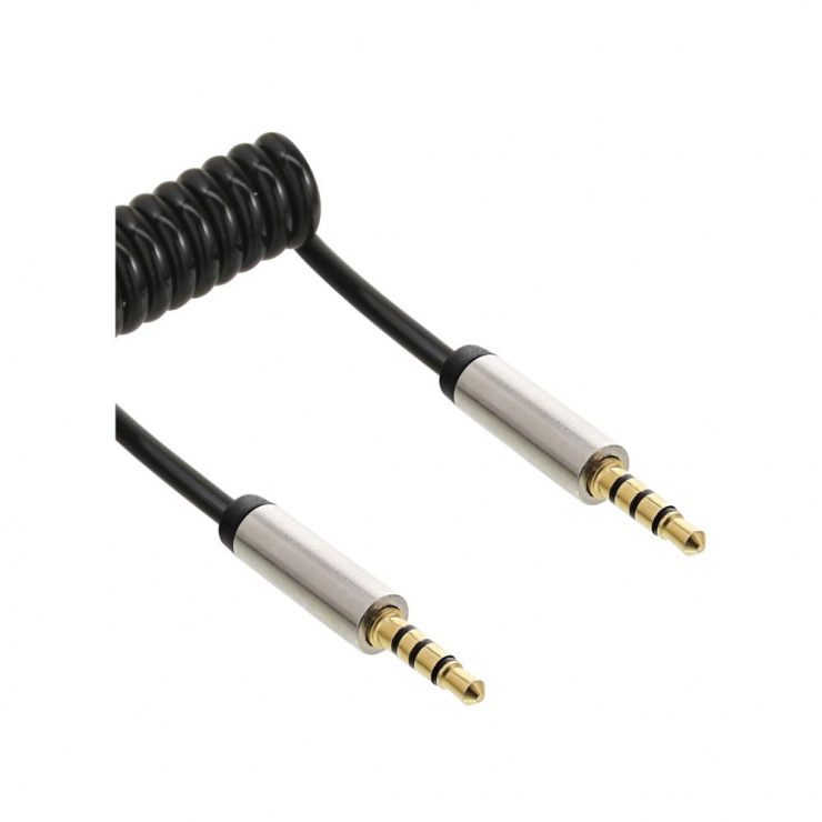 Cablu audio spiralat jack stereo 3.5mm 4 pini 3m, InLine 99273 3.5mm imagine noua