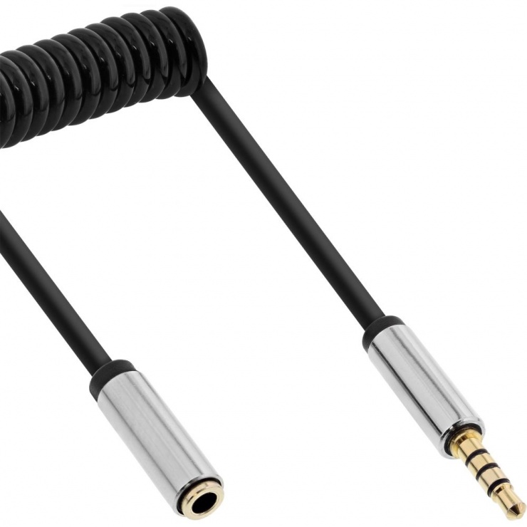 Cablu prelungitor audio jack stereo 3.5mm 4 pini T-M 2m, InLine 99282 2m imagine noua 2022