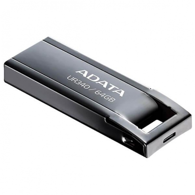 Stick usb 3.2 ur340 64gb metalic negru, a-data aroy-ur340-64gbk
