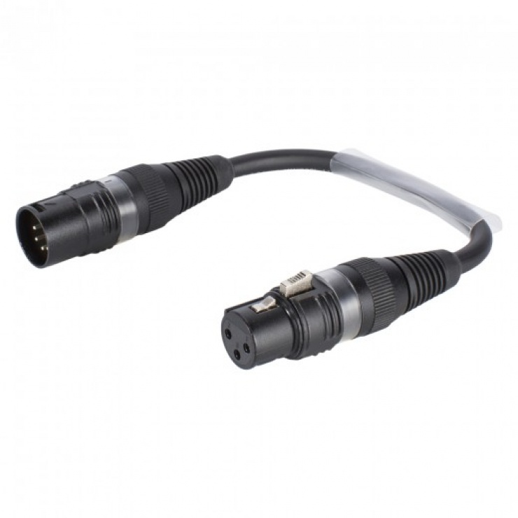 Adaptor audio XLR 5 pini la XLR 3 pini T-M 0.15m, B2FAU0015-SW conectica.ro