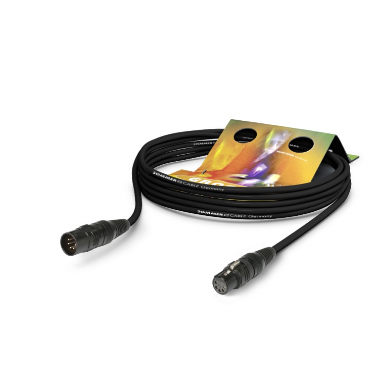 Cablu audio prelungitor XLR 5 pini Binary 434 DMX512 T-M 2.5m, Hicon B4GSU0250-SW 2.5m imagine noua tecomm.ro