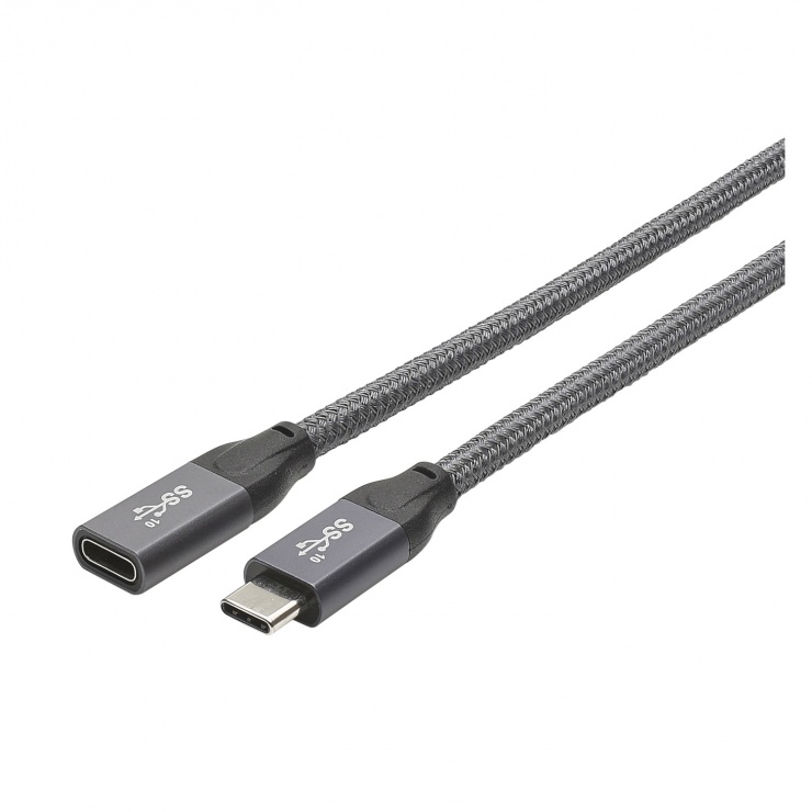 Cablu prelungitor USB 3.2 Gen2 Type C T-M brodat 0.5m, Hicon HI-U3CF-0050 HICON 0.5m imagine 2022 3foto.ro