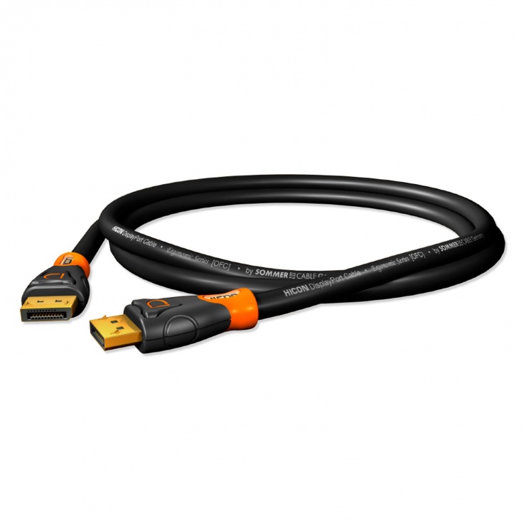 Cablu Displayport 5K T-T 1.5m Negru/Orange, Hicon HIE-DPDP-0150 HICON 1.5m imagine 2022 3foto.ro