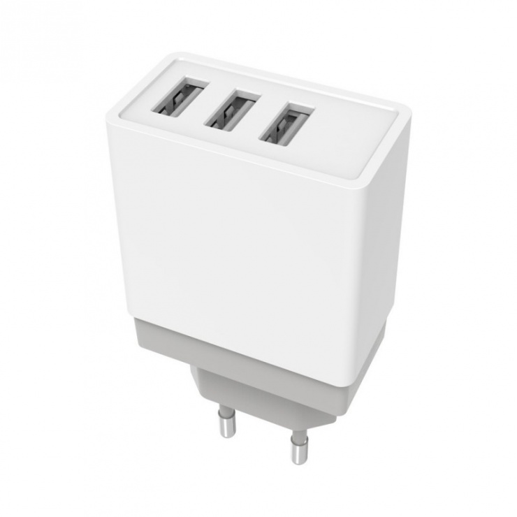 Incarcator priza 3 x usb 3.4a alb, gf-u3