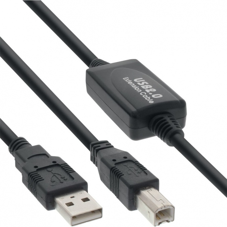 Cablu USB 2.0 A la tip B imprimanta activ 20m T-T, ku2rep20ab 2.0 imagine noua tecomm.ro
