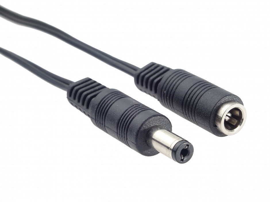 Cablu prelungitor de alimentare DC 5.5 mm x 2.1 mm T-M 1.5m Negru, CN-05