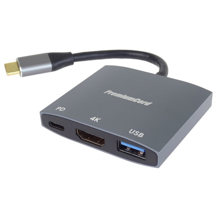 Adaptor USB type C la HDMI 4K30Hz + 1 x USB 3.0-A + PD, ku31hdmi15 conectica.ro